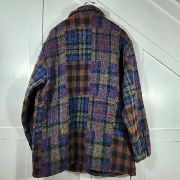 Woolrich Vintage Wool Blend Coat Patchwork Plaid Multicolor | Women's Size L - Picture 4 of 9